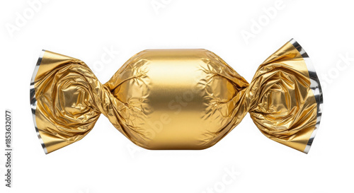 Luxury chocolate wrapped in gold foil isolated on transparent background 