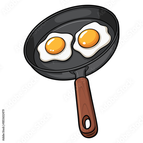 Illustration of the fried eggs on a white background in a clean vector style perfect for breakfast food artwork menu graphics kitchen design or recipe visuals