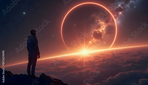 silhouette of a man and the sun