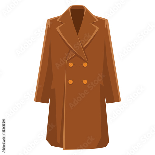 Long coat with sleeves autumn clothes vector illustration perfect for seasonal fashion, warm clothing, casual style, outfit design or autumn themed projects
