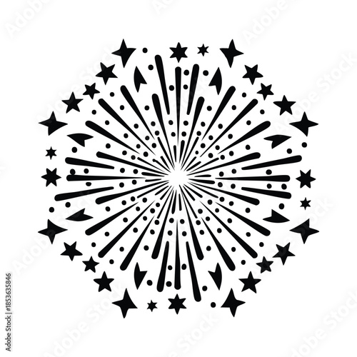 Vector illustration of a blue Christmas background featuring a set of abstract winter flowers with 3D snowflakes and ornamental stars for a seasonal holiday design