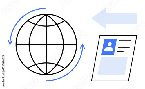 Digital identity. Digital identity ed with a profile card and a globe global connectivity. Digital identity facilitates seamless data exchange. For technology, security, global access, user