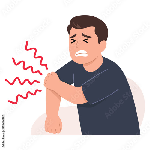 Man having convulsions of the extremities symptom of heart stroke cartoon vector illustration perfect for medical education health awareness and first aid design