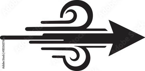 Wind speed symbol with rightward pointing arrow