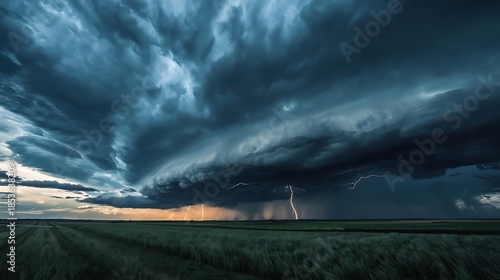 Dramatic Storm Clouds over Field for Powerful Birthday