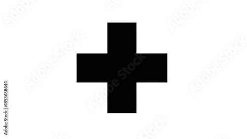Simple black medical cross icon isolated on white