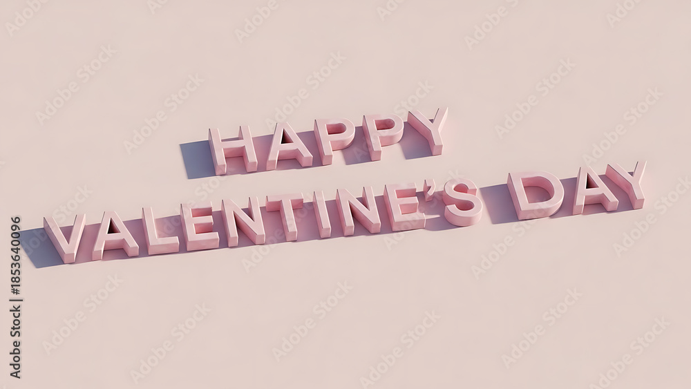 Fototapeta premium Contemporary Abstract 3D Pink Marble Valentine's Day Text Design with Shadow on Pastel Background