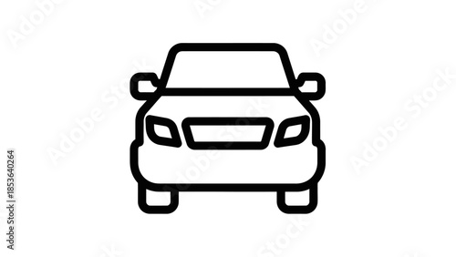 Car front view icon. Minimalist automotive silhouette line art. Simple vehicle symbol for web, app, or transport branding.