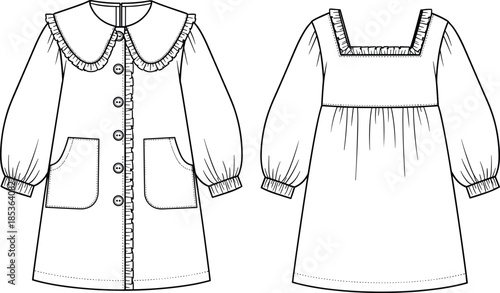 Technical fashion sketch and color illustration of a chic pink raglan sweatshirt featuring cut-out sleeves adorned with multiple decorative bows, vector template ideal for youth apparel design.