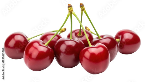 Wallpaper Mural Pile of fresh red cherries isolated PNG, ripe sweet fruit with green stems on transparent background for healthy eating and summer designs Torontodigital.ca
