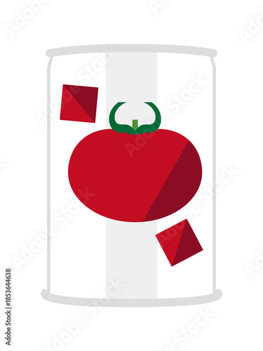 正面から見たカットトマトの缶詰のイラスト　ミニサイズ