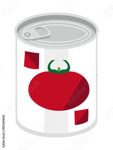 斜め上から見たカットトマトの缶詰のイラスト　ミニサイズ