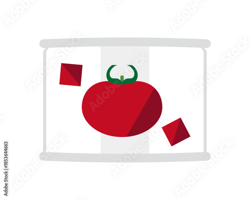 正面から見たカットトマトの缶詰のイラスト　ミニサイズ