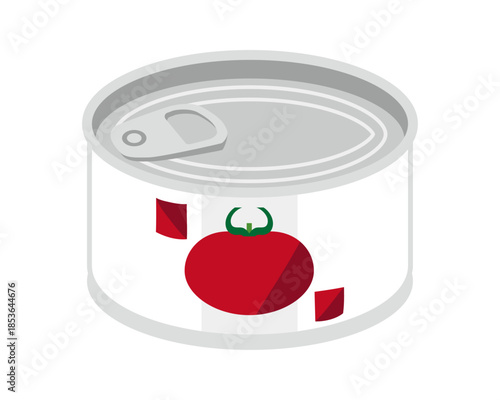 斜め上から見たカットトマトの缶詰のイラスト　ミニサイズ