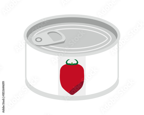 斜め上から見たホールトマトの缶詰のイラスト　ミニサイズ
