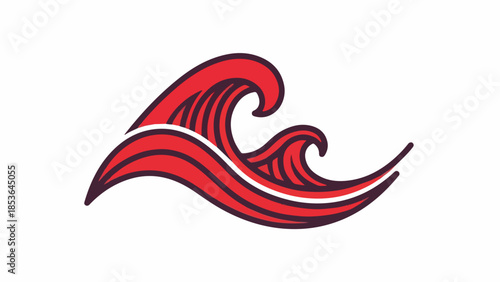 Dynamic crimson waves, fluid abstract icon with elegant contours