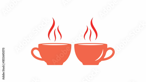 Two vibrant cups with rising steam, symbolizing warm drinks