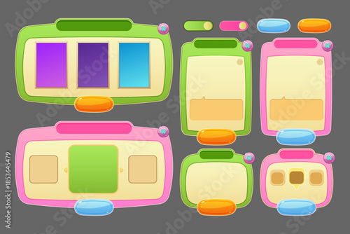 Cute and fresh game ui for mobile or windows with green and pink color