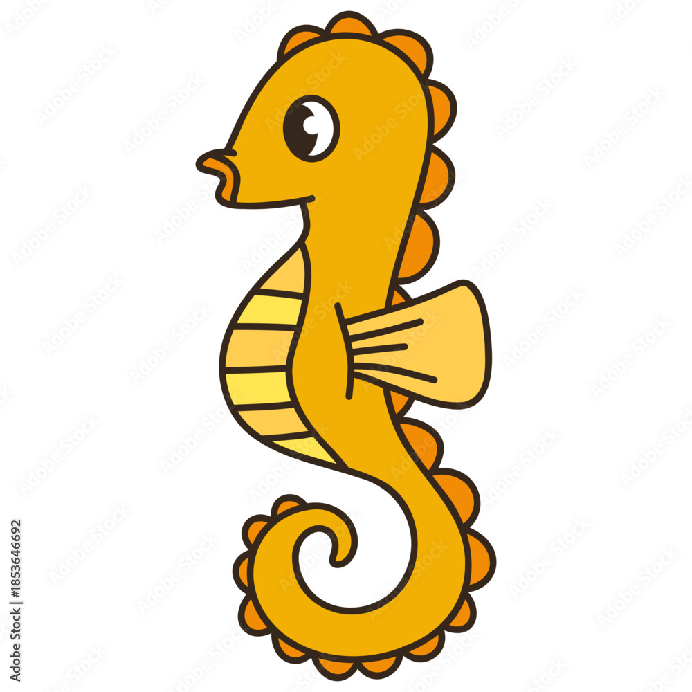 Obraz premium Cartoon Seahorse Illustration Coloring Animal