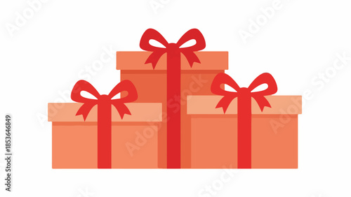 Gift boxes with red ribbons for celebrations and special events