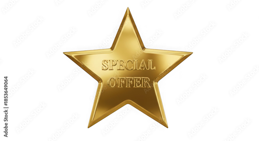 Obraz premium Special offer gold star icon isolated on transparent background 
