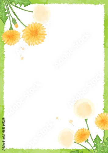 水彩のタンポポの背景イラスト