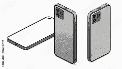 Detailed smartphone illustrations with camera and screen