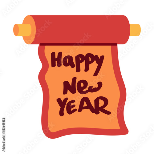 Illustrated Happy New Year Scroll