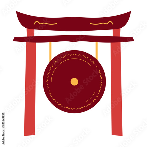 Illustration of a Red Asian Gong