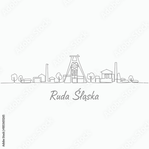 Ruda Slaska Poland industrial city skyline line art illustration