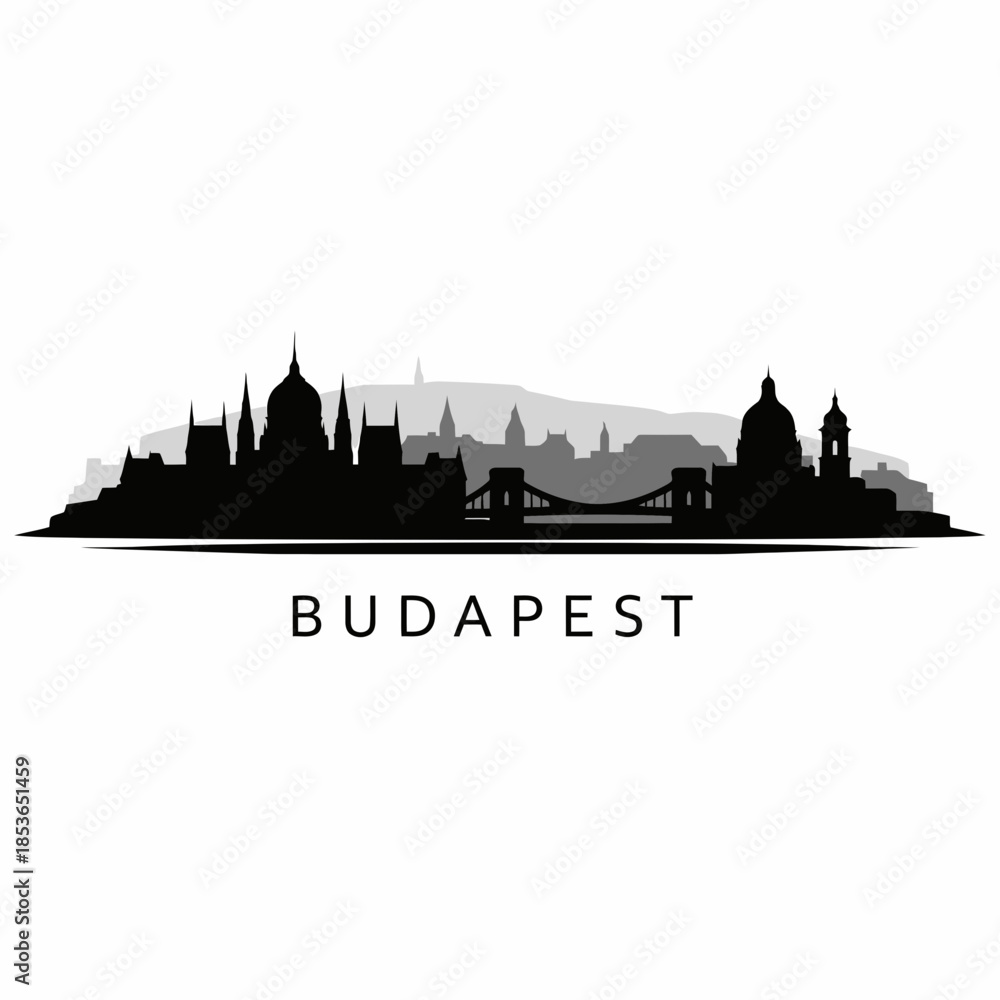 Obraz premium Budapest city skyline silhouette vector illustration