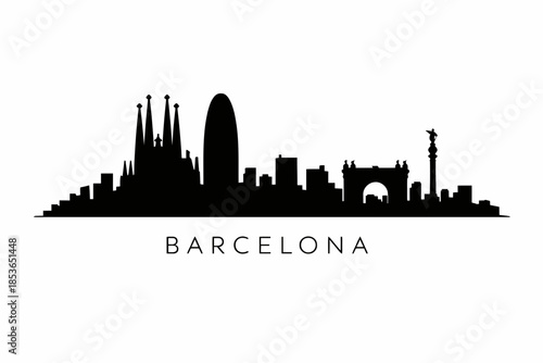 Barcelona city skyline silhouette vector illustration