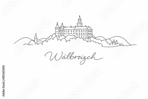Ksiaz Castle panorama in Walbrzych Poland vector illustration