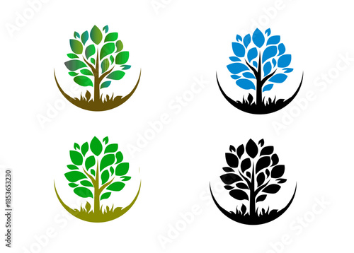 Vector tree emblem 3.Three apple trees