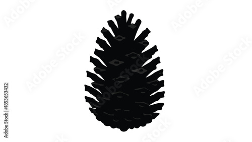 Black Silhouette of a Pine Cone Isolated on White Background Vector Illustration