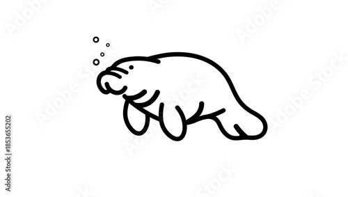 Manatee logo, black isolated silhouette