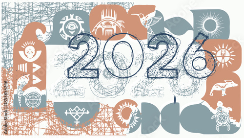 Vintage hand drawn vector illustration set featuring seamless animal icons and a travel bicycle symbol design for wallpaper labels