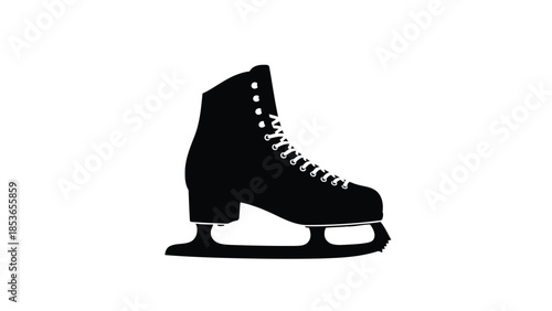 Black Silhouette of Ice Skate Boot Isolated on White Background Vector Illustration