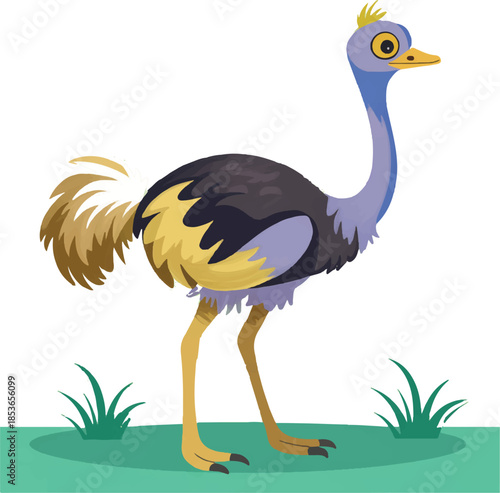 ostrich cartoon waving