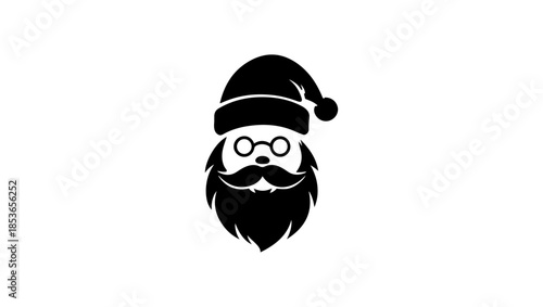SANTA FACE LOGO ICON VECTOR IN BLACK COLOR, CHRISTMAS LOGO, vector, cartoon, illustration, icon, face, symbol, smile, mask, woman, design, silhouette, art, image, head, logo, mouth, sign, animal