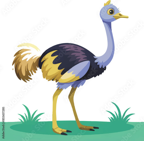 ostrich cartoon waving