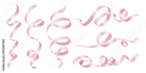 Pink ribbon on white background Vector illustration