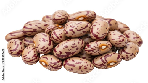 Pinto beans isolated PNG on transparent background, speckled kidney bean pile for healthy eating and vegetarian recipes