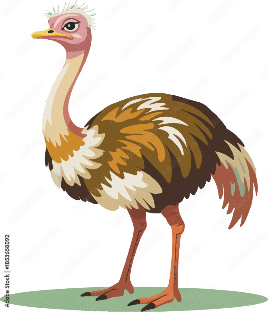 Naklejka premium ostrich cartoon isolated on white