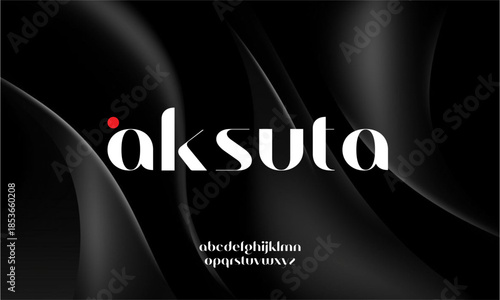 Modern Aksuta font with alphabet display