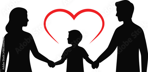 family holding hands with a heart symbol between them representing love and unity forever Vector illustration