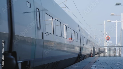 Korea's High-Speed Train Enters and Departures from the Platform