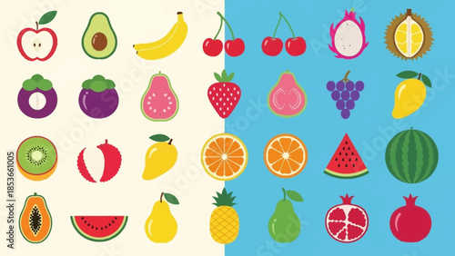 A vibrant collection of fresh fruits, showcasing a diverse and healthy selection