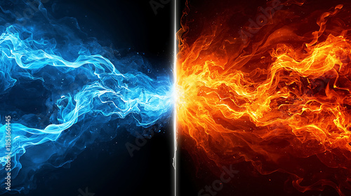 Fire and ice contrasting elements in harmony  balance of nature