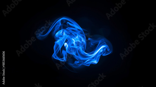 Glowing blue smoke swirling in the air freely moving